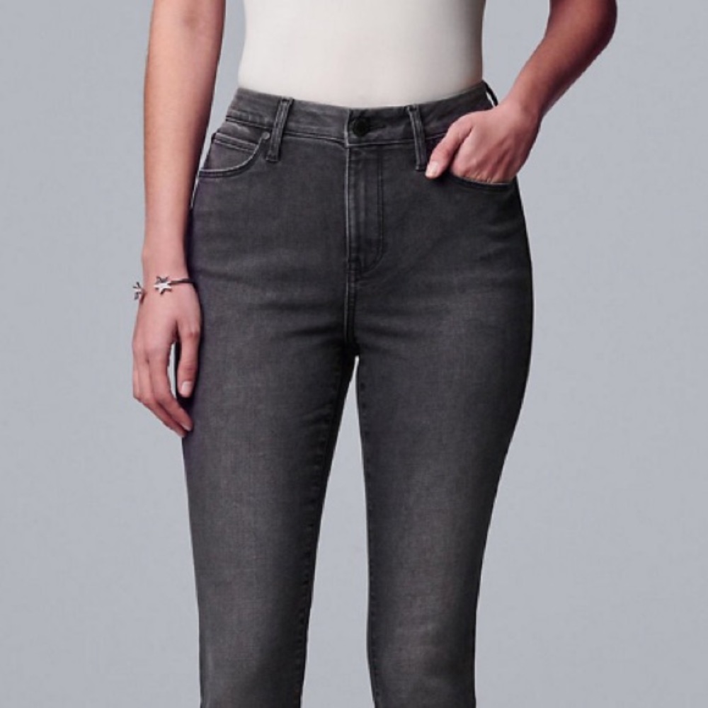 Women’s SIMPLY VERA WANG Stretch High-Waisted Skinny Jeans Grey Gray Short - Picture 4 of 5